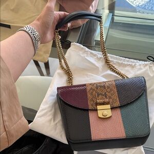 Veronica Beard Patchwork Crossbody Bag with Gold Chain